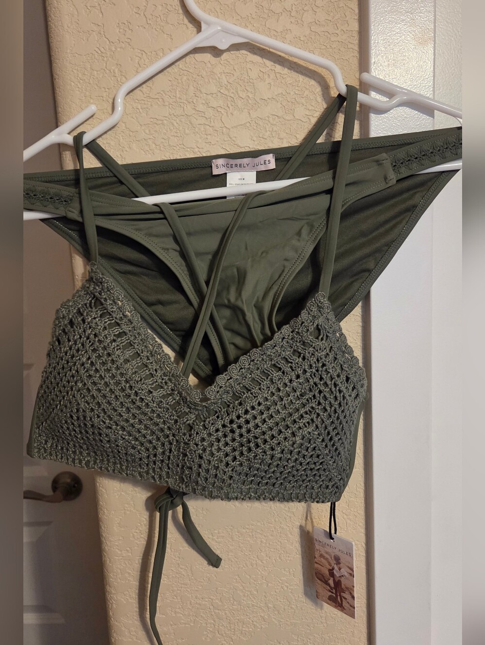 Sincerely Jules Olive Crochet Bikini Set